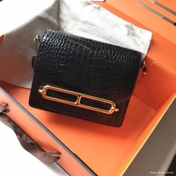 Cheap Black Alligator Hermes Roulis Bag Gold Hardware In Leather 0506
